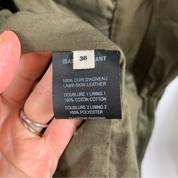 Isabel Marant Étoile Kady Quilted Lamb Leather Jacket Sand Cognac US4 Small - Picture 14 of 16